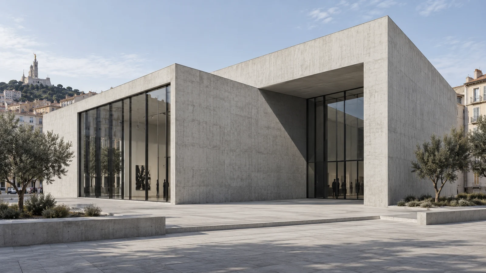 Maison des Arts, façade de béton à Marseille