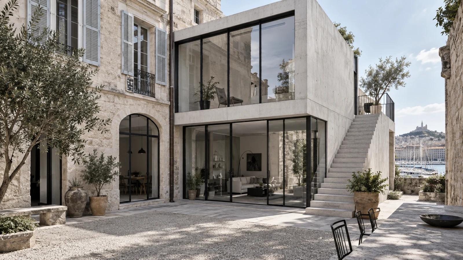 Extension contemporaine d'une maison du Vieux-Port